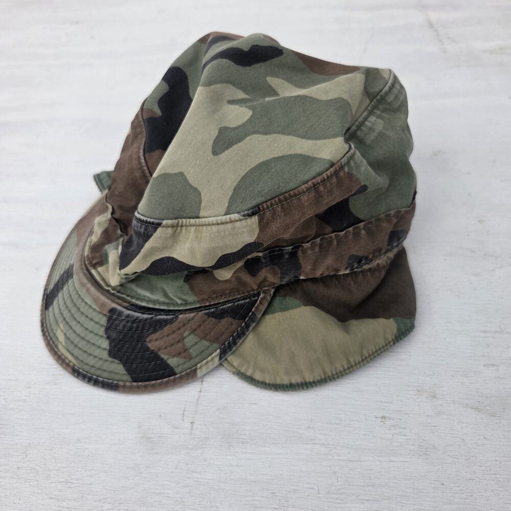 Camo Tactical US Army Field Cap hat Woodland w/flap size 7 1/2